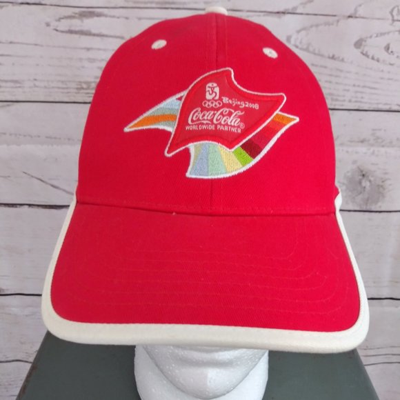 2008 Beijing Olympics Red Coca Cola Cap Hat - Picture 1 of 5